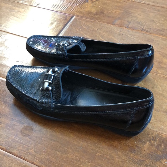 GEOX RESPIRA 8 38 Black Textured Leather Mocs Loafers Slip On Shoes - Picture 6 of 14